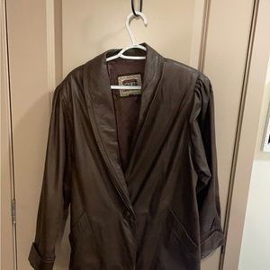 Vintage Adler Genuine Leather Single Button Blazer